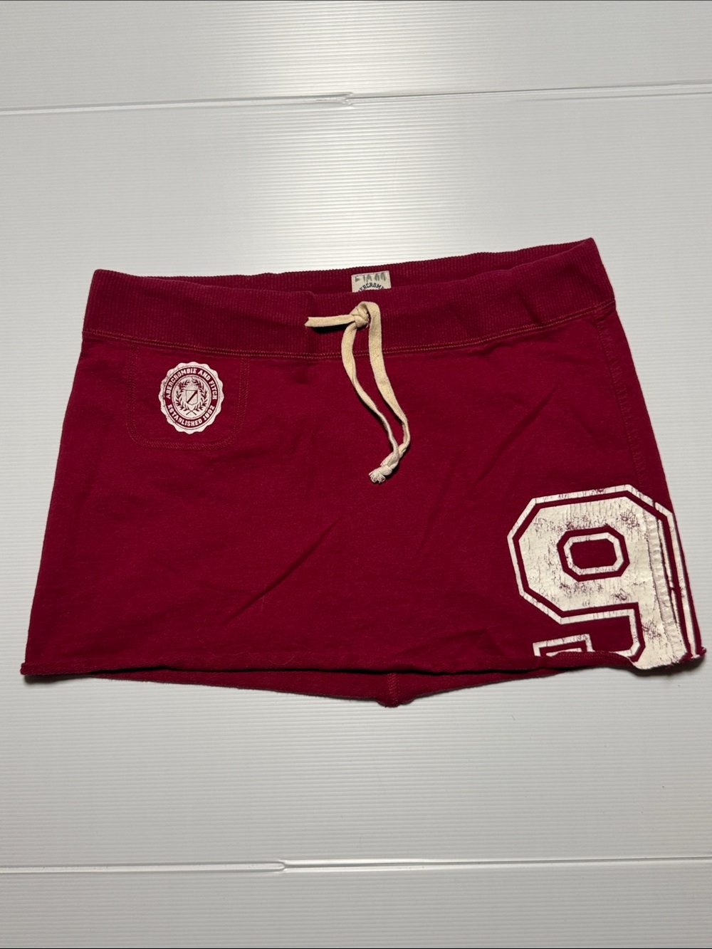 ABERCROMBIE & FITCH Y2K Burgundy Maroon French Terry Drawstring Mini Skirt USA S